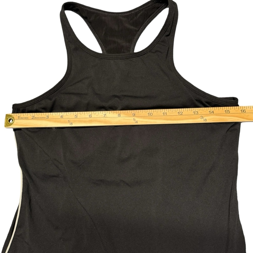 Fabletics Racerback Tank Top Black White Side Stripe Sz M Built in Bra Athletic - Picture 6 of 10